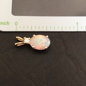 14k opal and diamond pendant